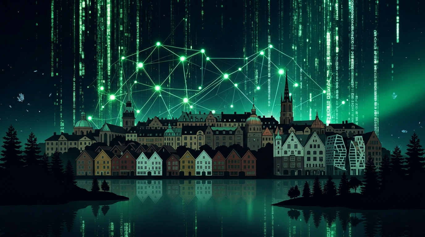 Konceptuell illustration av Prospect Navigator CRM med AI-driven lead-prioritering och realtidsdashboard för mäklare